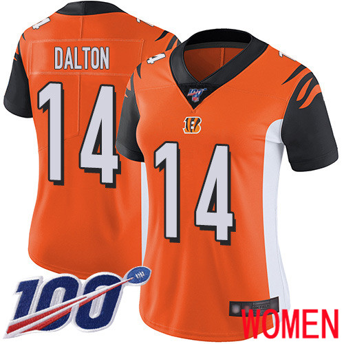 Cincinnati Bengals Limited Orange Women Andy Dalton Alternate Jersey NFL Footballl #14 100th Season Vapor Untouchable